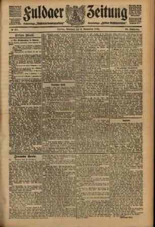 Erste Ausgabe vom Dienstag, den 02. November 1909.