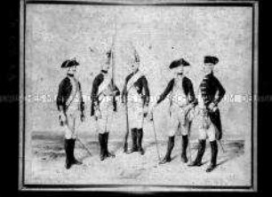 Darstellung von Soldaten der preußischen Infanterie-Regimenter No. 6 und No. 18