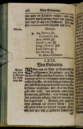 LXIX. Von Geburten. - LXXV. Nach-Wehen.