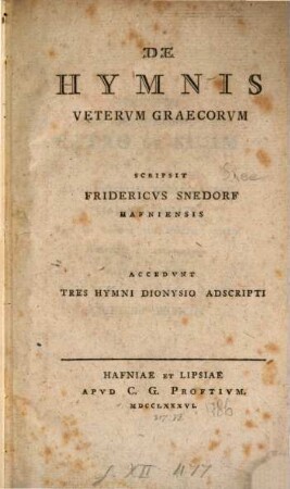 De Hymnis veterum Graecorum