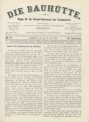 No. 25. Frankfurt a. M., den 19. Juni 1909. 52. Jahrgang.