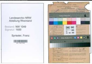 Entnazifizierung Franz Sprissler , geb. 26.07.1889 (Techniker)