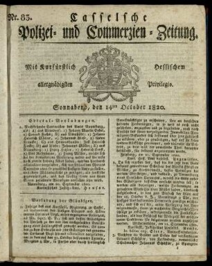Nr. 83, Sonnabend, den 14ten October 1820