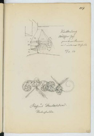 Klosterhof, Kuttenberg / Rathaus, Deutschbrod: Details (aus: Skizzen- und Fotoalbum 21)
