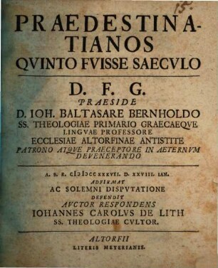 Praedestinatianos quinto fuisse saeculo