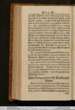 Von Renunciation der Cardinäls-Würde.