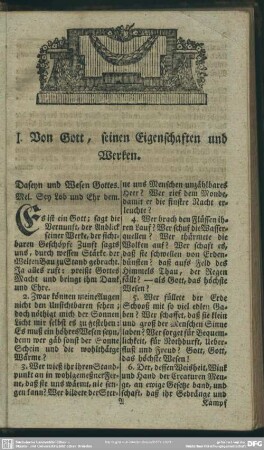 I. Von Gott, seinen Eigenschaften und Werken