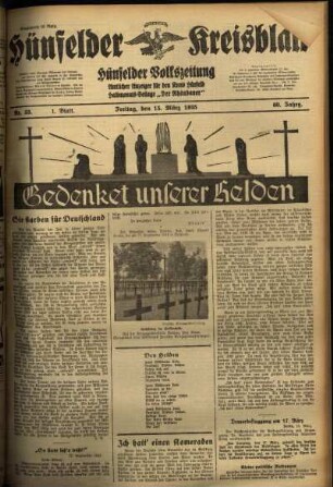 Erste Ausgabe vom Freitag, den 15. März 1935.