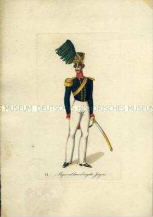 Uniformdarstellung, Major des Lauenburgschen Jäger-Korps, Dänemark, 1815/1830.