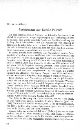 Ergänzungen zur Familie Pilsmith