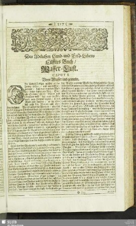 Des Adelichen Land- und Feld-Lebens Eilfftes Buch, Wasser-Lust