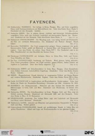 Fayencen (Nr. 416-480)