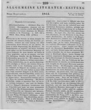 Kalidasa: Abhijñānaśakuntalaṃ. Kâlidâsa's Ring-Çakuntala. Hrsg., uebers. u. mit Anmerkungen versehen von O. v. Boehtlingk. Bonn: König 1842