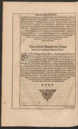 Das Gebett Manasse des Königs Juda/ als er gefangen war zu Babel.