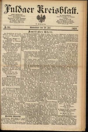 Erste Ausgabe vom Samstag, den 29. Juli 1899.