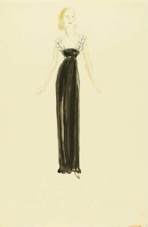 Dame in schwarzem Abendkleid