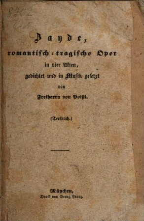 Zayde : romantisch-tragische Oper in vier Akten