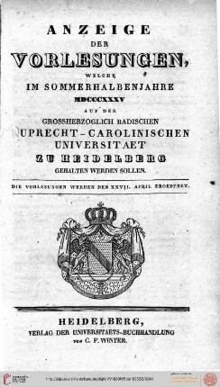 Sommersemester 1835