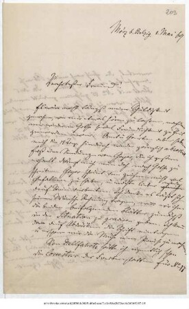 Brief von Reinhold Grundemann an Justus Perthes' Geographische Anstalt  : Mörz bei Belzig, 01.05.1869