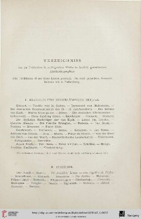 Verzeichniss der zur Publication in vorliegendem Werke in Aussicht genommenen Künstlerbiographien