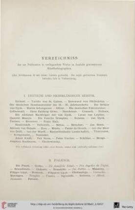 Verzeichniss der zur Publication in vorliegendem Werke in Aussicht genommenen Künstlerbiographien