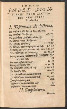 Index Monstrans Usum Lectionis Prophetae Ezechielis.