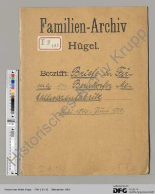 Kopien von Schreiben der Firma Krupp an die Berndorfer Metallwarenfabrik. [siehe auch Regest in WA 9 d 309]