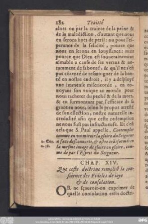 Chap. XIV. Que ceste doćtrine remplist la conscience des Fideles de ioye & de consolation.