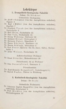 11-18, Lehrkörper
