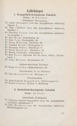 11-18, Lehrkörper
