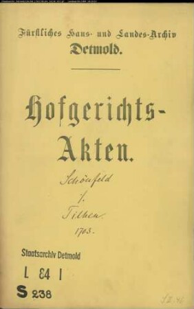 Schönfeld, Magister zu Blomberg gegen Simon Dietrich Tilhen, Amtmann - Schuldforderung