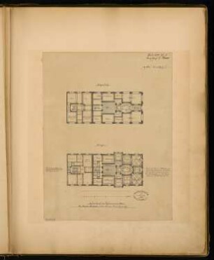 Städtisches Wohnhaus Monatskonkurrenz Juli 1879: Grundriss Erdgeschoss, 1. bis 3. Obergeschoss; Maßstabsleiste, Erläuterungstext