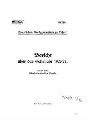 1926/27: Bericht ... - 1926/27