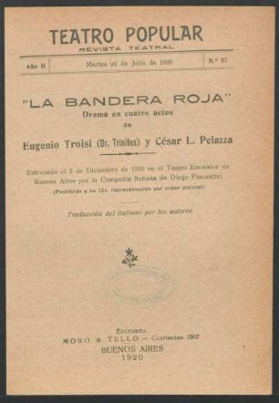 2.1920=Nr. 37: La bandera roja : drama en cuatro actos