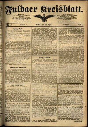 Ausgabe vom Montag, den 22. April 1907.