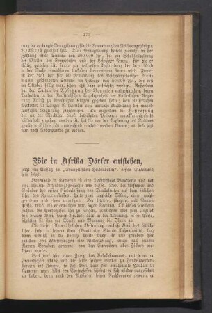 Wie in Afrika Dörser entstehen