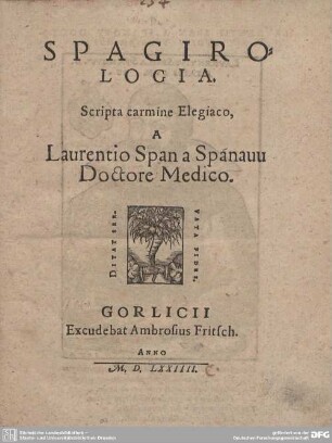 Spagirologia : Scripta carmine Elegiaco