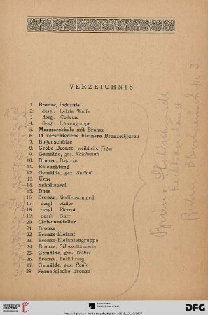 Verzeichnis (Nr. 1-415)