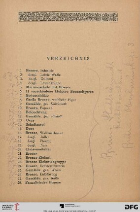 Verzeichnis (Nr. 1-415)