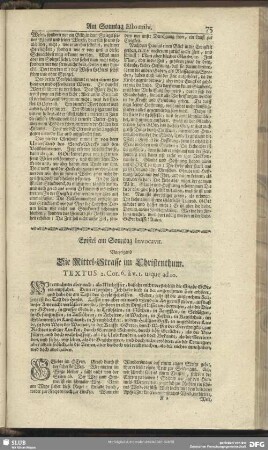 Epistel am Sonntag Invocavit . Vorzeigend Die Mittel-Straffe im Christenthum