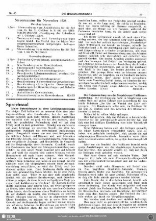 Steuertermine für November 1928