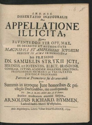 Dissertatio Inauguralis De Appellatione Illicita