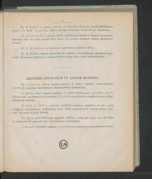 Lectores Linguarum Et Artium Magistri.