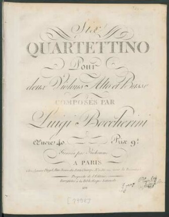 Six Quartettino Pour deux Violons Alto et Basse : Œuvre 40