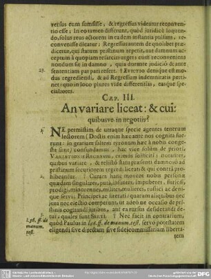 Cap. III. An variare liceat: & cui: quibusue in negotiis?