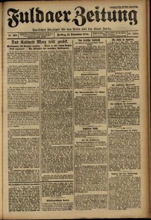 Erste Ausgabe vom Freitag, den 12. Dezember 1924.