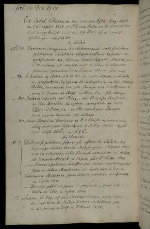 [Reskript vom 30.12.1758, nicht überliefert]