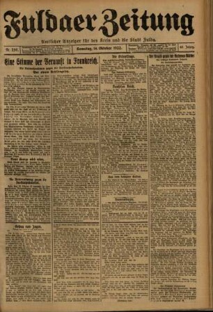 Ausgabe vom Samstag, den 14. Oktober 1922.