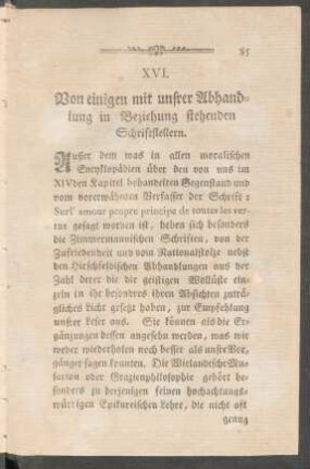 XVI. Von einigen mit unsrer Abhandlung in Beziehung stehenden Schriftstellern.