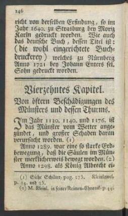 Vierzehntes Kapitel. Von öftern Beschädigungen des Münsters und dessen Thurms